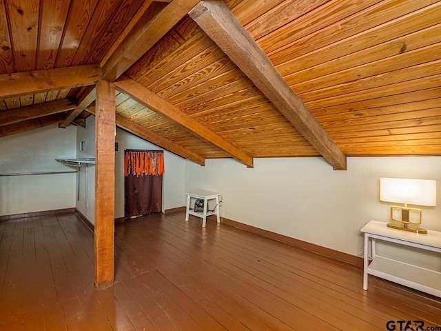 22090 Sportsmans Dr, Chandler, TX 75758 - bonus room with wood ceiling, dark wood-type flooring, and baseboards