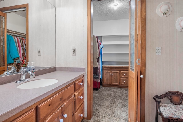 bathroom featuring vanity and a textured ceiling