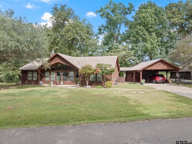 view of front of property with covered porch and a front yard