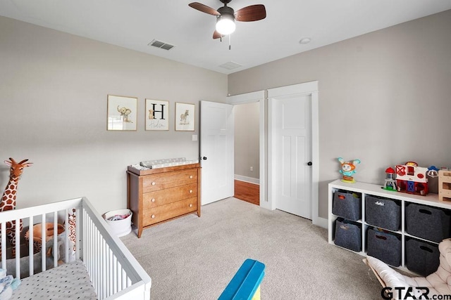 429 Coventry, Bullard, TX 75757 - bedroom featuring carpet flooring, a nursery area, and a ceiling fan
