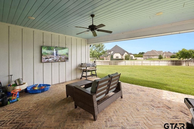 429 Coventry, Bullard, TX 75757 - view of patio featuring area for grilling and ceiling fan