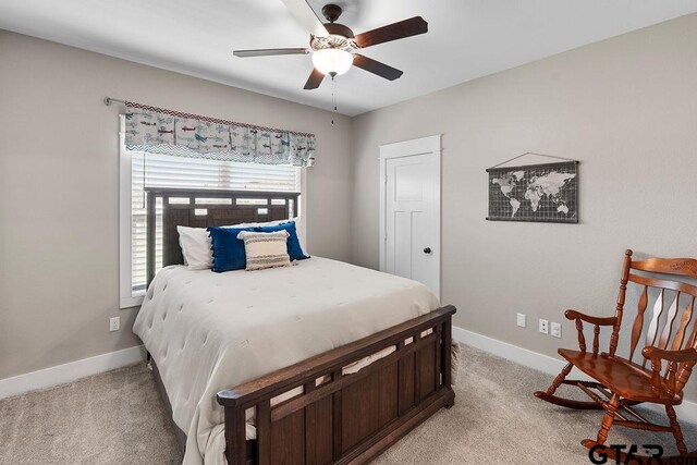 429 Coventry, Bullard, TX 75757 - bedroom featuring light colored carpet, baseboards, and ceiling fan