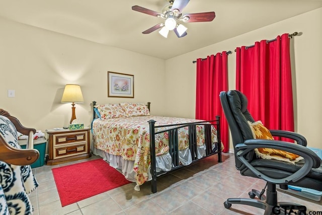 841 Pops Landing Rd, Ore City, TX 75683 - bedroom featuring tile patterned flooring and a ceiling fan