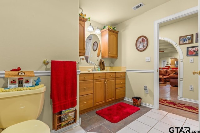 841 Pops Landing Rd, Ore City, TX 75683 - bathroom featuring vanity and tile patterned floors
