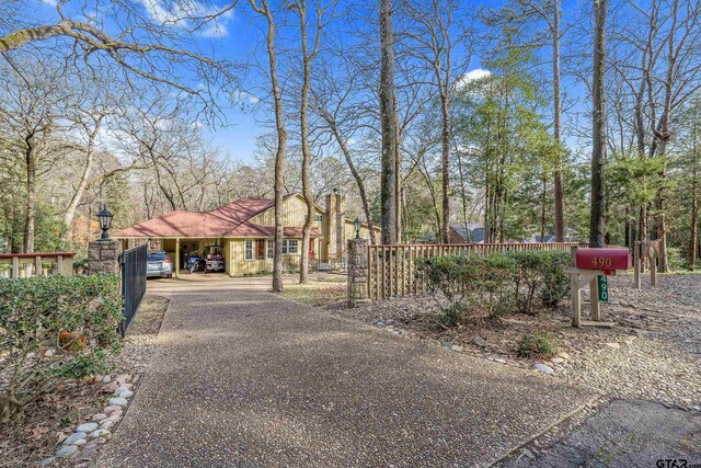 ranch-style home featuring a carport