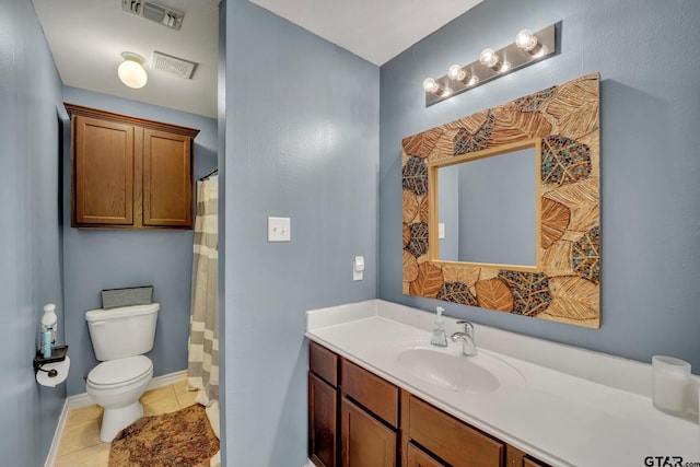 bathroom featuring tile patterned flooring, vanity, and toilet