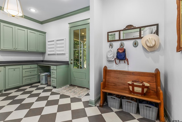 interior space with crown molding