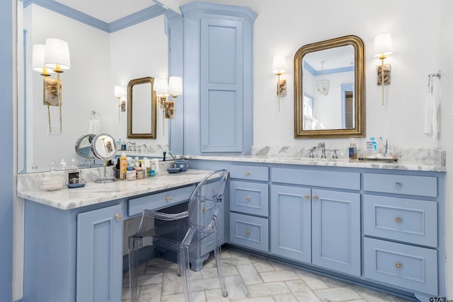 bathroom featuring vanity and crown molding