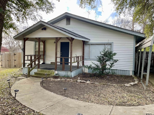 bungalow-style home featuring covered porch