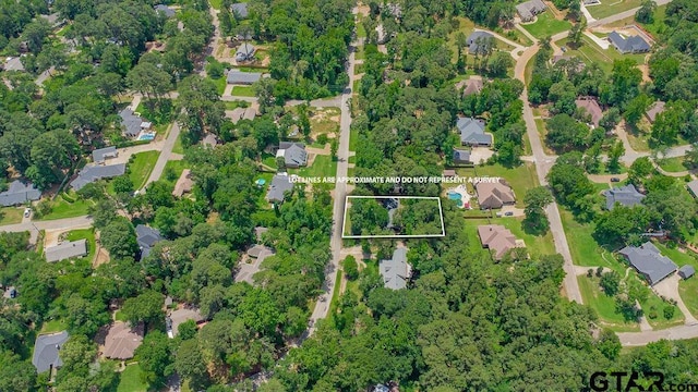 1510 Hideaway Ln W, Hideaway, TX 75771 - aerial overview of property's location featuring property parcel outlined and nearby suburban area