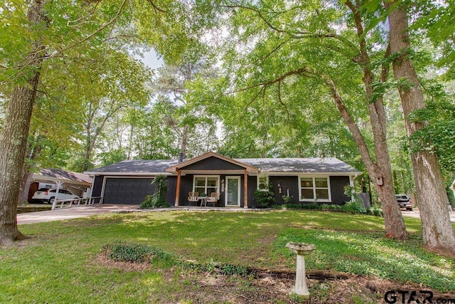 1510 Hideaway Ln W, Hideaway, TX 75771 - single story home with an attached garage, concrete driveway, and a front lawn