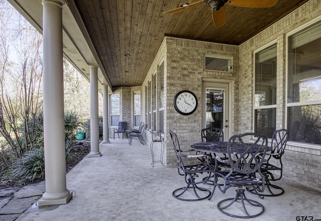 view of patio / terrace featuring outdoor dining area and ceiling fan