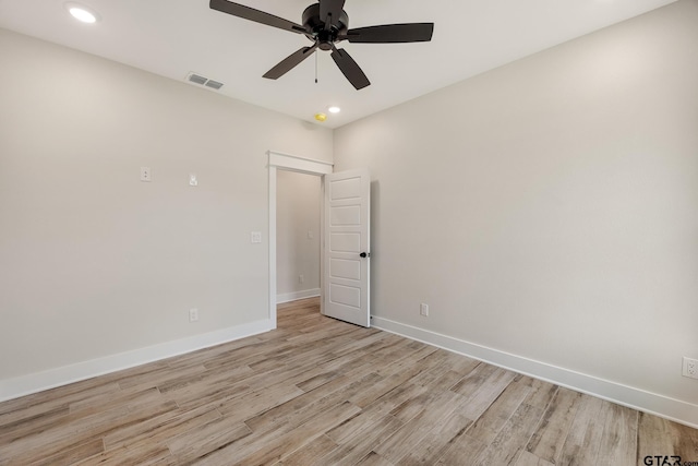 14738 Woodland Creek Dr, Tyler, TX 75706 - unfurnished room featuring ceiling fan, light wood-style floors, baseboards, and recessed lighting