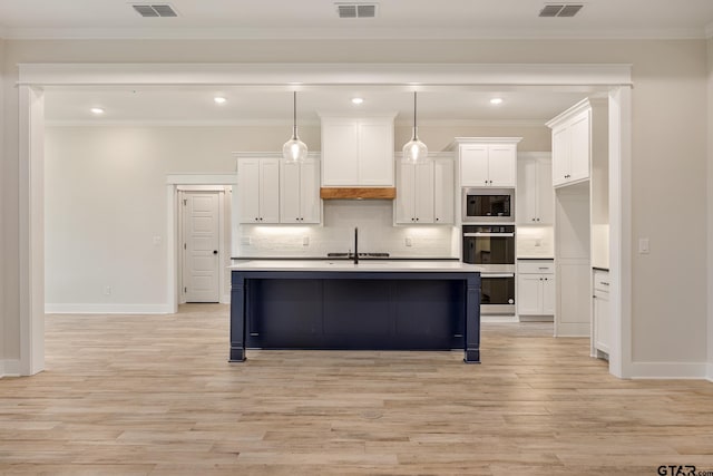 14738 Woodland Creek Dr, Tyler, TX 75706 - kitchen featuring appliances with stainless steel finishes, baseboards, white cabinets, ornamental molding, and recessed lighting