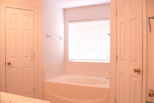 bathroom featuring vanity and a bathing tub