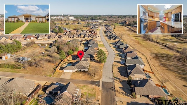 aerial view featuring a residential view