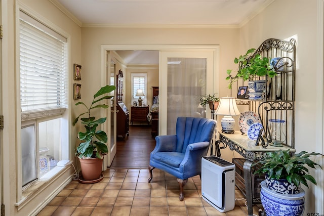 3805 Allendale Dr, Tyler, TX 75701 - living area with ornamental molding and tile patterned flooring