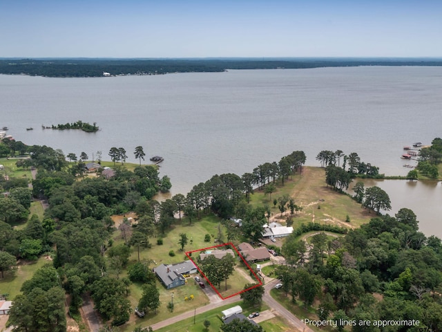 1915 Big Eddy Cir, Chandler, TX 75758 - aerial view of property's location with property boundaries highlighted and a nearby body of water