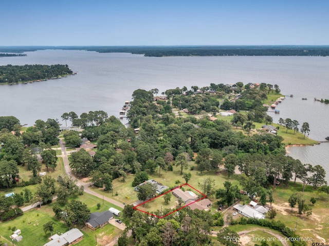 1915 Big Eddy Cir, Chandler, TX 75758 - view of property location with property parcel outlined and a large body of water