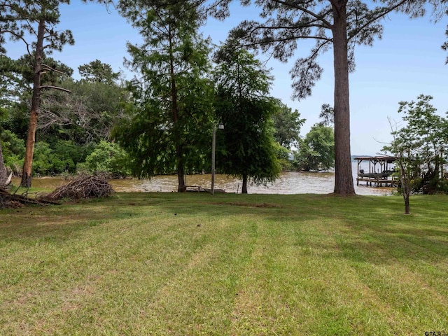 1915 Big Eddy Cir, Chandler, TX 75758 - view of grassy yard with a gazebo and a water view