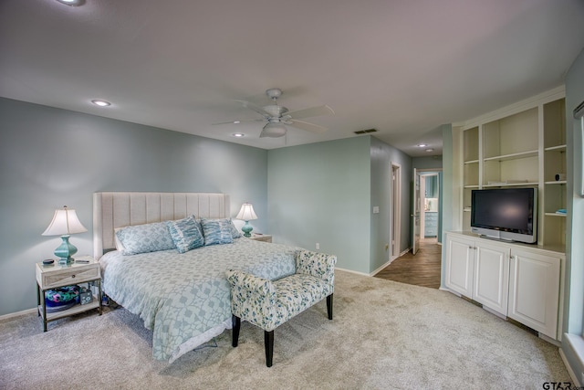 17553 Sleepy Hollow Way, Flint, TX 75762 - bedroom featuring carpet, baseboards, recessed lighting, and ceiling fan