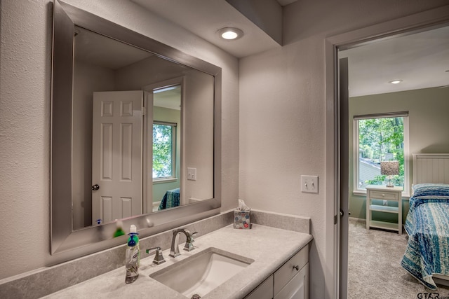 17553 Sleepy Hollow Way, Flint, TX 75762 - bathroom with vanity and a textured wall