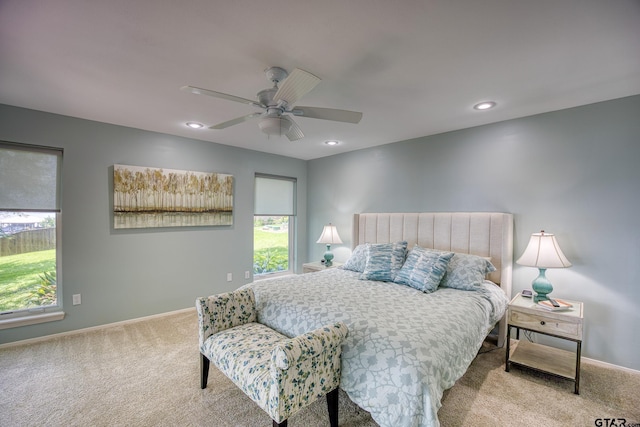 17553 Sleepy Hollow Way, Flint, TX 75762 - carpeted bedroom featuring recessed lighting, baseboards, and ceiling fan