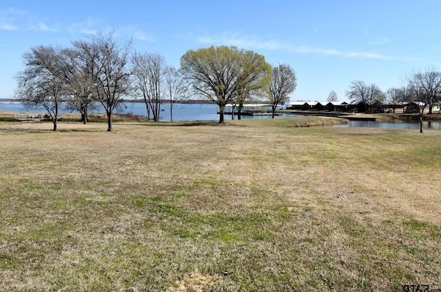 view of yard featuring a water view