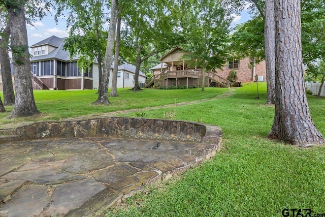 23424BAYSIDE Bay Side Dr, Bullard, TX 75757 - view of grassy yard featuring stairway and a deck