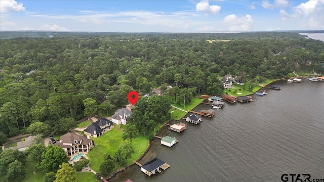 23424BAYSIDE Bay Side Dr, Bullard, TX 75757 - aerial view of property and surrounding area with a heavily wooded area and a nearby body of water