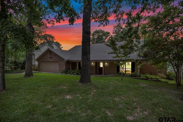 23424BAYSIDE Bay Side Dr, Bullard, TX 75757 - view of front of property with a lawn, a garage, brick siding, and a shingled roof