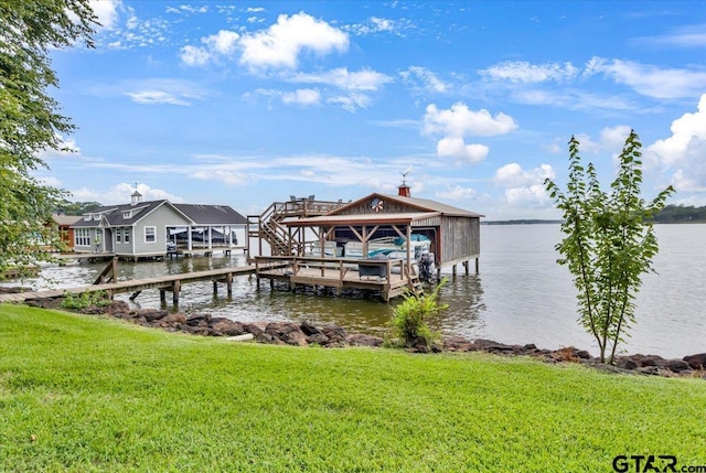 23424BAYSIDE Bay Side Dr, Bullard, TX 75757 - dock with a lawn, a water view, and boat lift