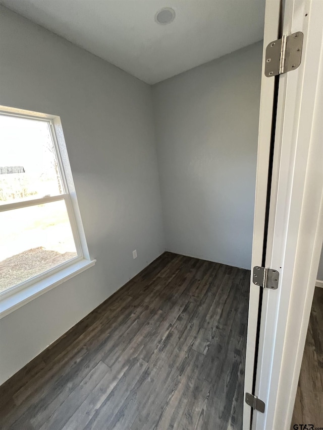 spare room featuring dark wood-type flooring