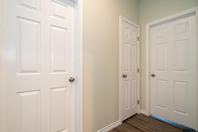 hall featuring dark hardwood / wood-style flooring