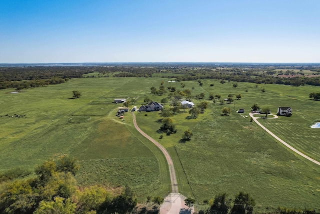 birds eye view of property featuring a rural view