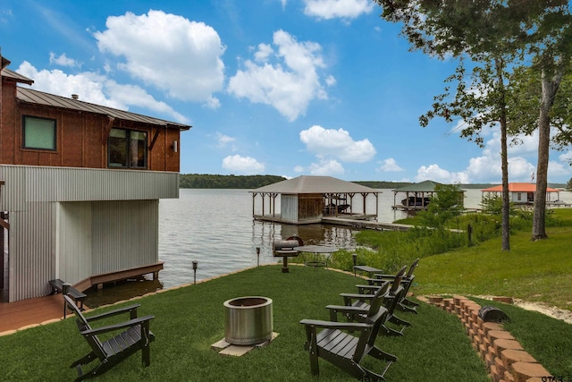 16822 Perry St, Tyler, TX 75707 - view of community featuring a water view, a lawn, a boat dock, and boat lift