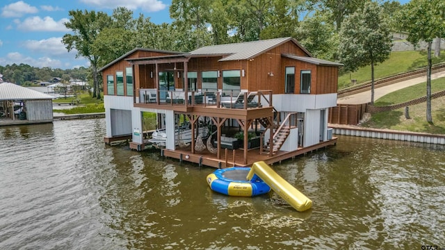 16822 Perry St, Tyler, TX 75707 - dock area featuring stairway and a deck with water view