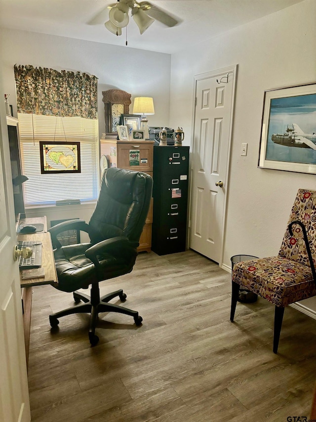 10764 Southern Trace Cir, Flint, TX 75762 - office area with light wood finished floors and ceiling fan