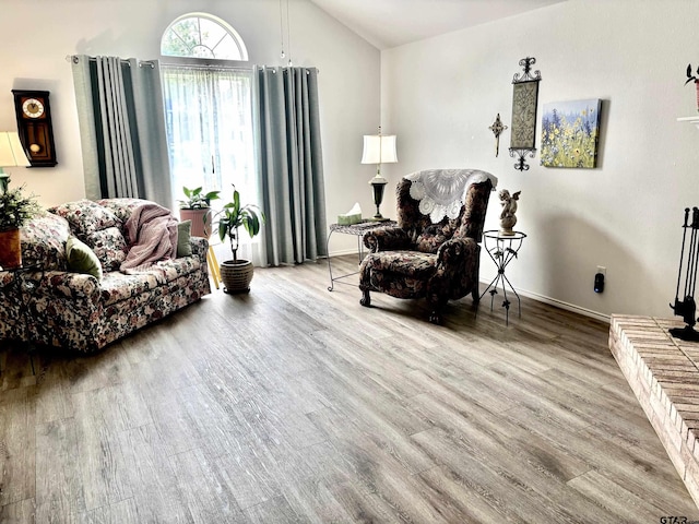 10764 Southern Trace Cir, Flint, TX 75762 - living room featuring wood finished floors, vaulted ceiling, and baseboards
