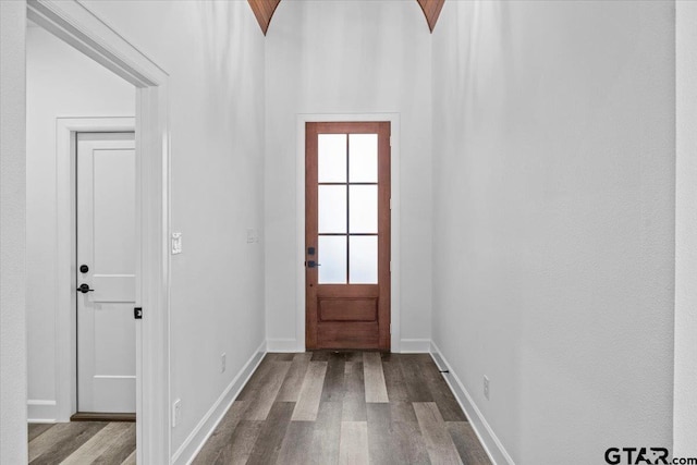 doorway featuring hardwood / wood-style floors