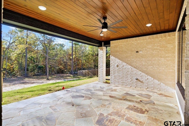 view of patio / terrace featuring ceiling fan