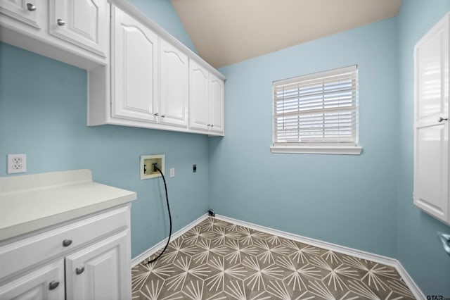 washroom with cabinets, washer hookup, and electric dryer hookup