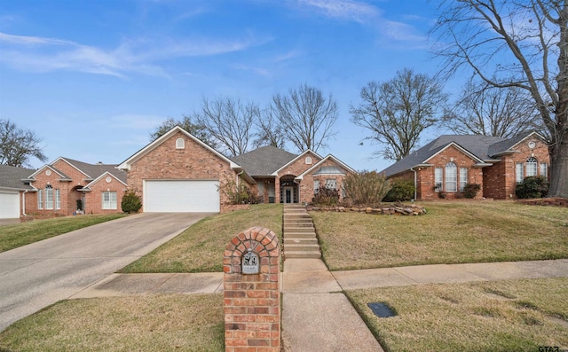 view of front of house featuring a garage and a front yard