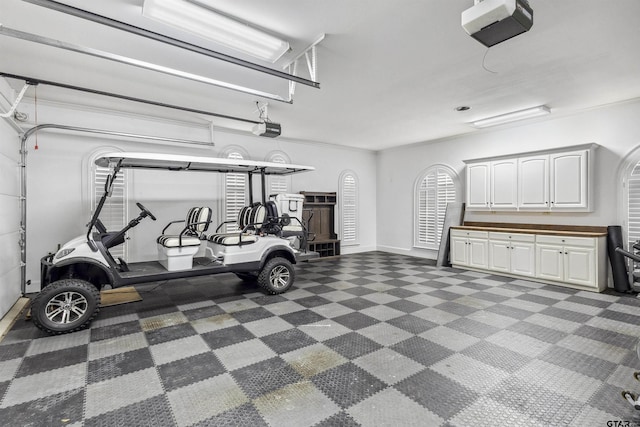 garage with a garage door opener