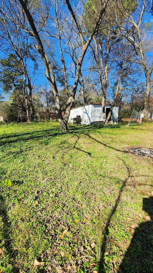 view of yard featuring an outdoor structure