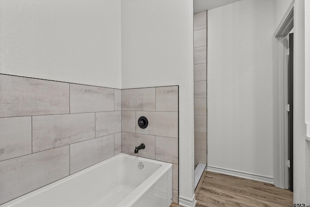 bathroom with hardwood / wood-style floors