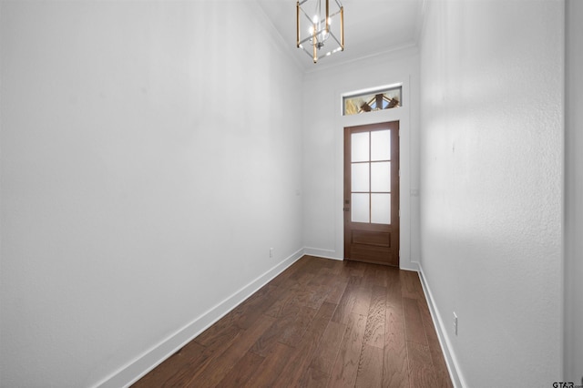 4132 Palo Pinto Creek Cir, Tyler, TX 75703 - entryway featuring a chandelier, baseboards, dark wood-style floors, and ornamental molding