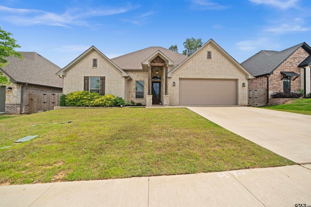 4132 Palo Pinto Creek Cir, Tyler, TX 75703 - french provincial home featuring an attached garage, brick siding, and concrete driveway