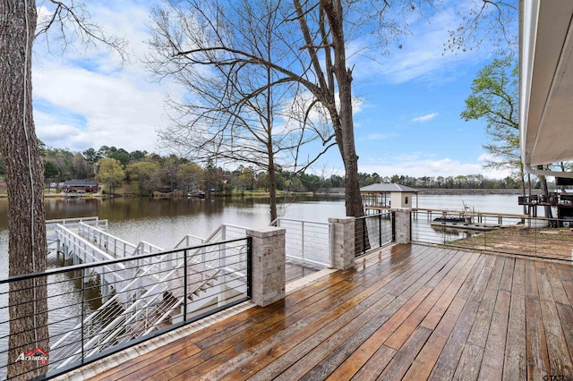 view of dock featuring a water view