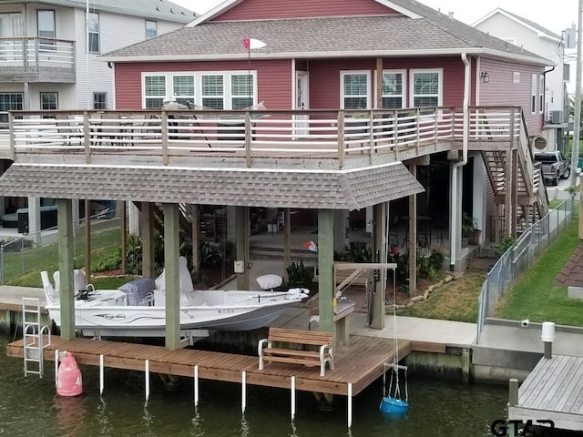 dock area featuring a water view